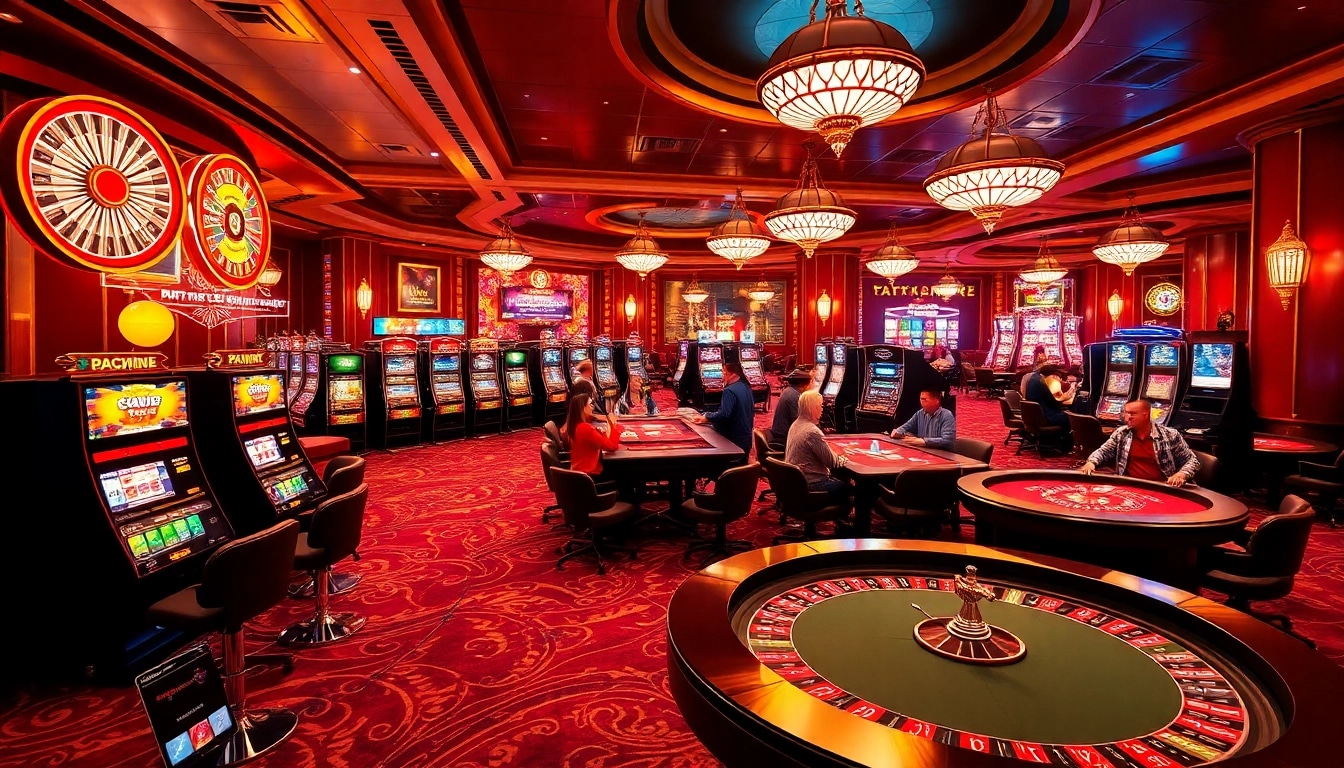 Dynamic gambling action at https://go999.de.com with vibrant slot machines and poker games.
