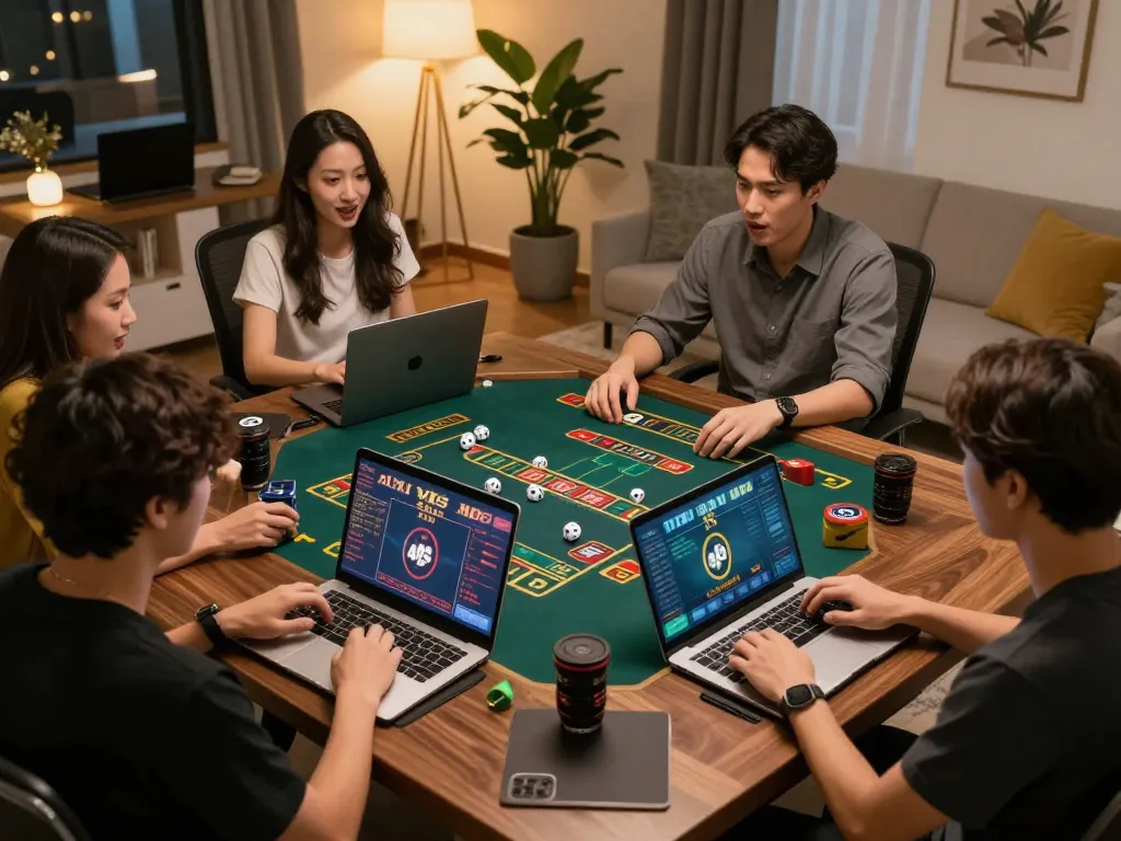 A player intensely focuses on the Tài Xỉu MD5 game displayed on their laptop, enjoying an engaging online gambling experience.