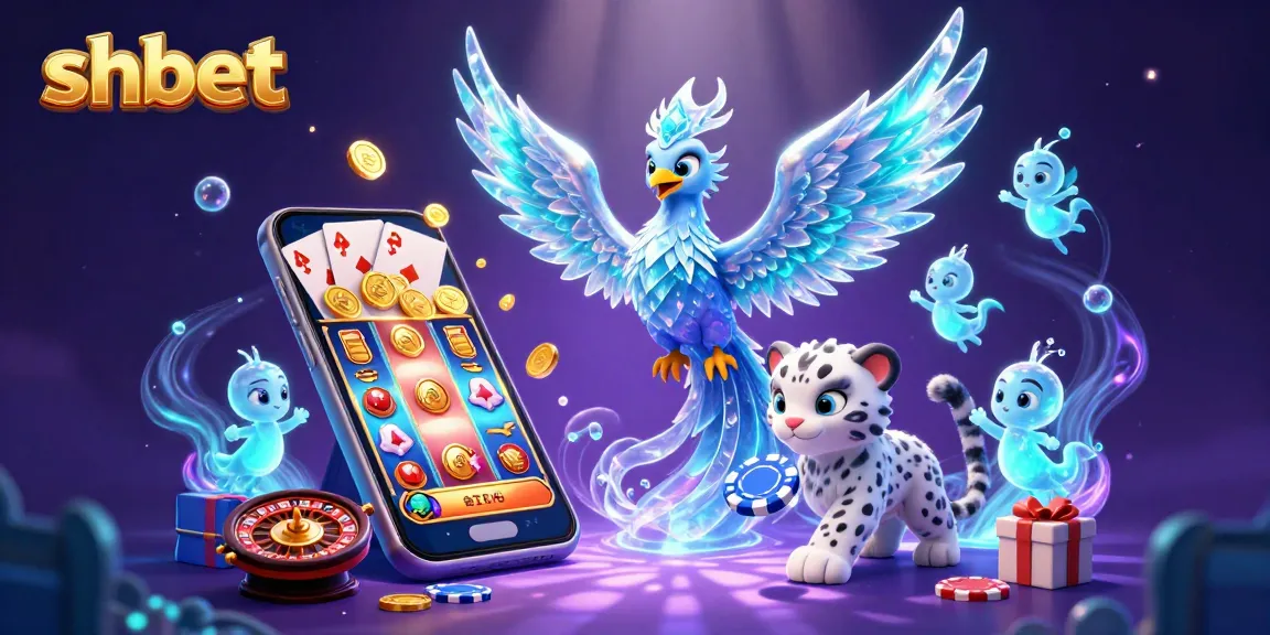 Experience shbet's animated gaming allure featuring a whimsical ice phoenix and vibrant casino elements.