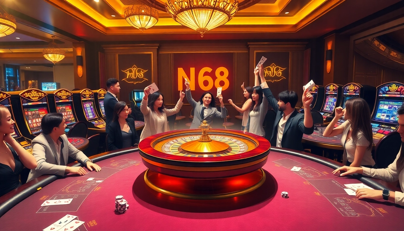 Experience the thrill of Nc88 at a luxury casino with vibrant games and excited players.
