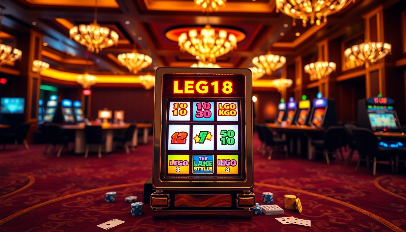Spin and win at LEGO138 daftar, featuring an exciting slot machine in a luxurious casino setting.