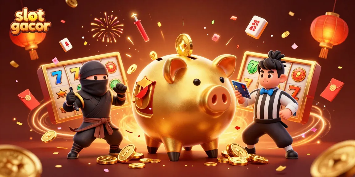 Menangkan slot gacor dengan piggy bank sumo dan ninja kantong dalam pertarungan kasino meriah.