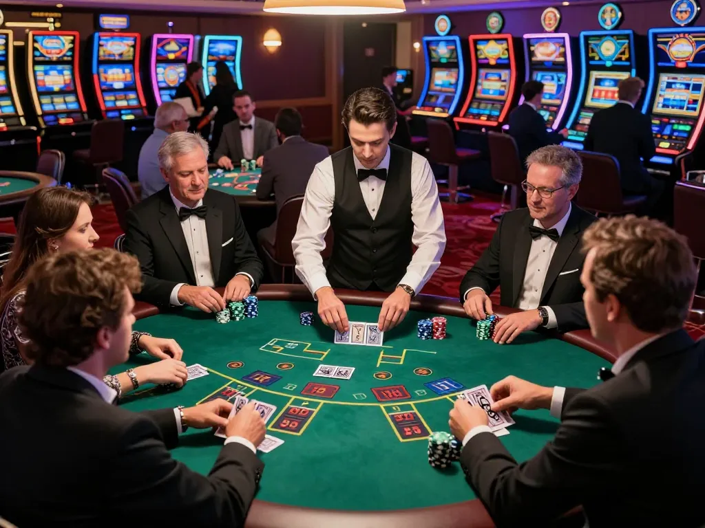 Engaging blackjack gameplay scene showcasing strategic moves at LV88SEO casino.