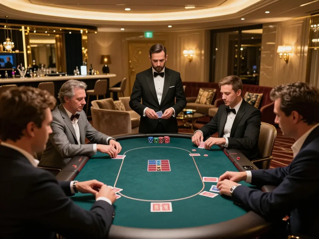 LV88 players engaged in high-stakes poker game in a luxurious VIP gaming room atmosphere.