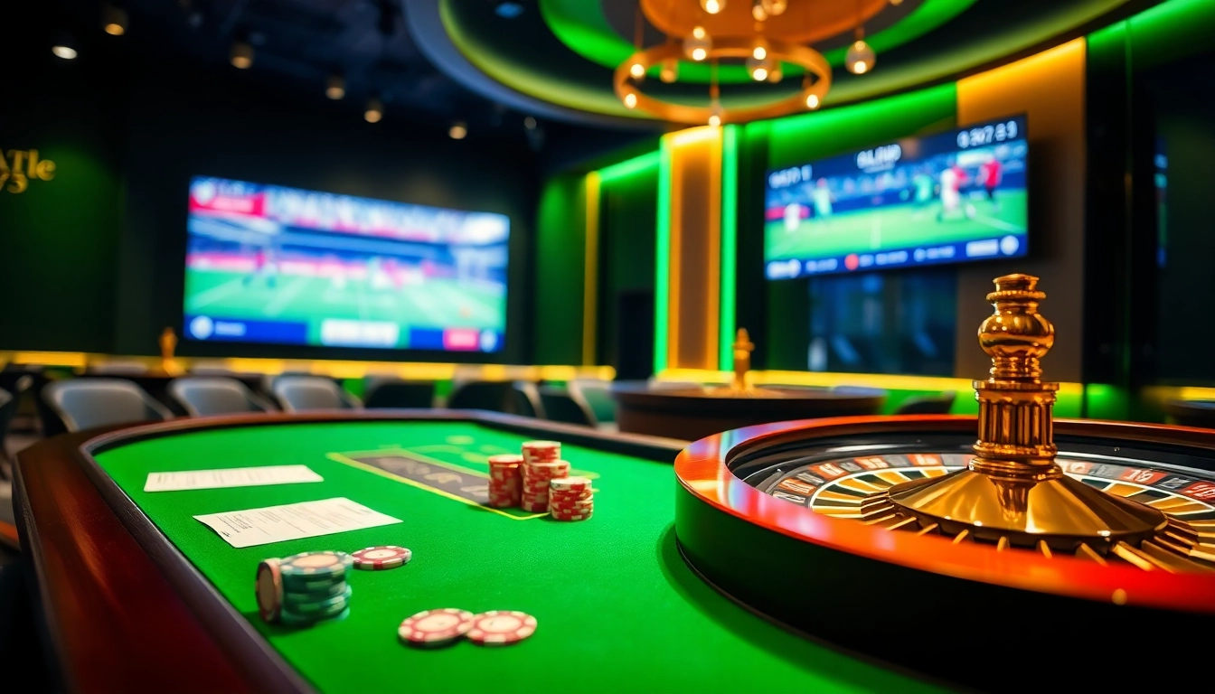 Betting action at Situs Judi Bola Resmi with vibrant poker chips and dynamic matches.