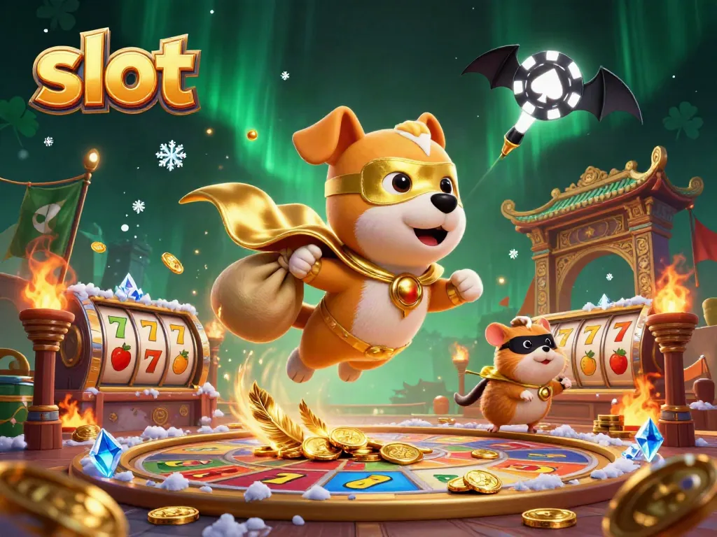 Experience thrilling slot adventures with a superhero dog and hamster amidst dynamic gaming elements.