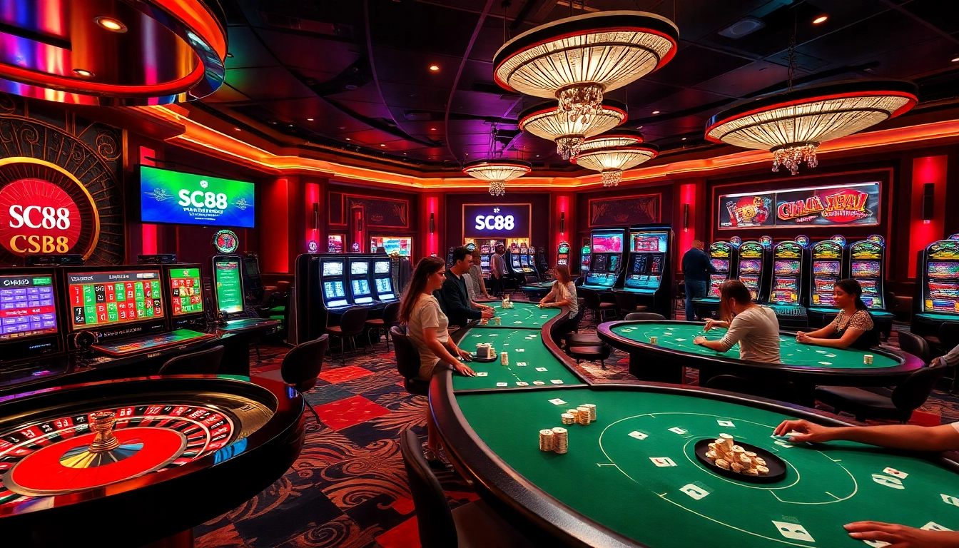 Engage in thrilling games at Trang cược SC88 with vibrant casino tables and exciting slot machines.