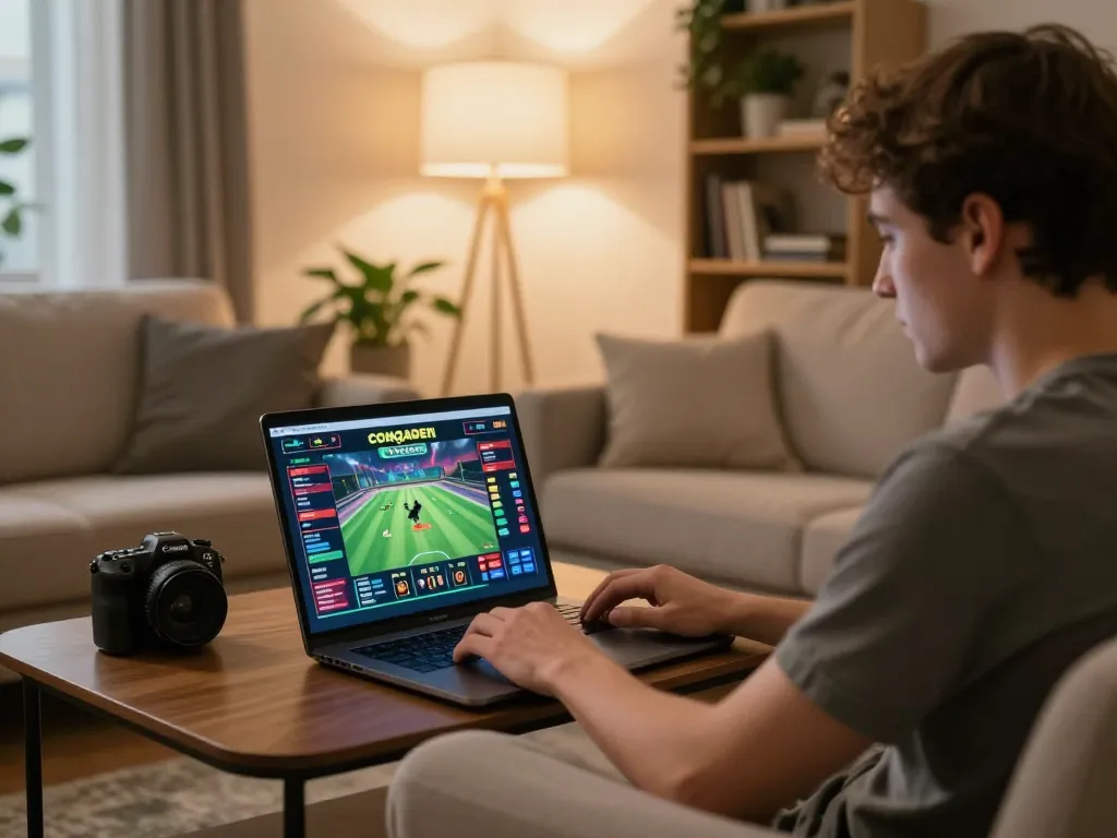 Engaging with congaden online cockfighting interface in a cozy home gaming setup