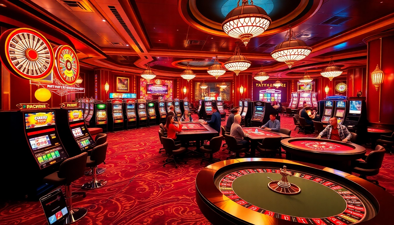 Dynamic gambling action at https://go999.de.com with vibrant slot machines and poker games.
