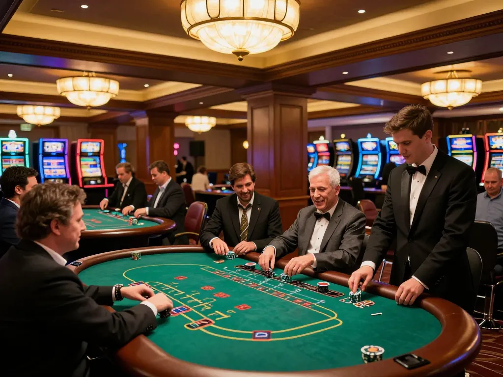 Players enjoying blackjack games at 789club casino with lively ambiance and warm lighting