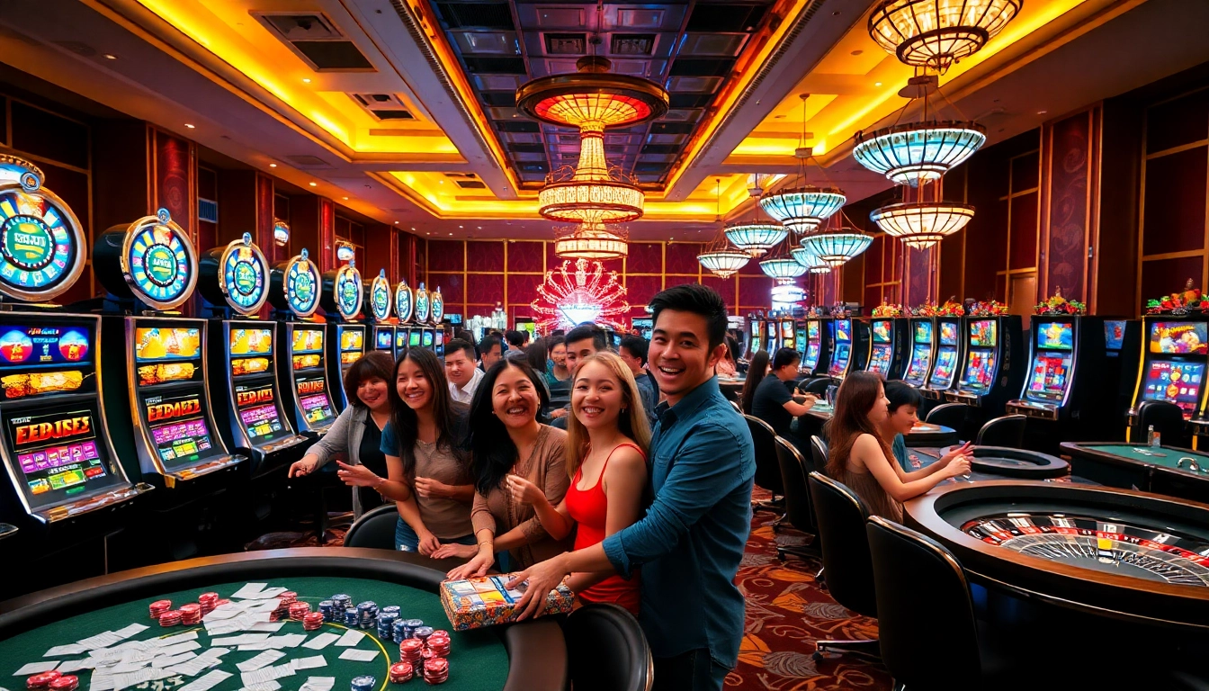 Experience the excitement of Trang Chủ GO88 with engaging casino games and vibrant players at the casino floor.