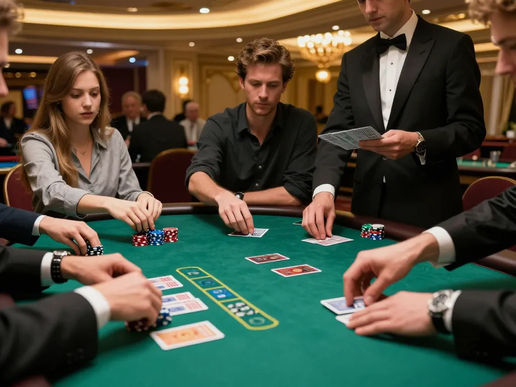 Players engaging in a thrilling game of blackjack at 88vv casino, showcasing a competitive atmosphere