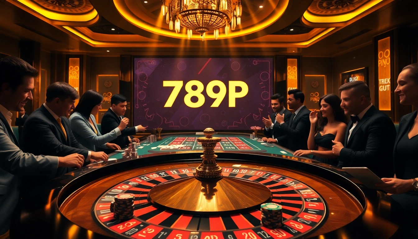 Players enjoying a thrilling roulette game at 789P casino with vibrant chips and cards.
