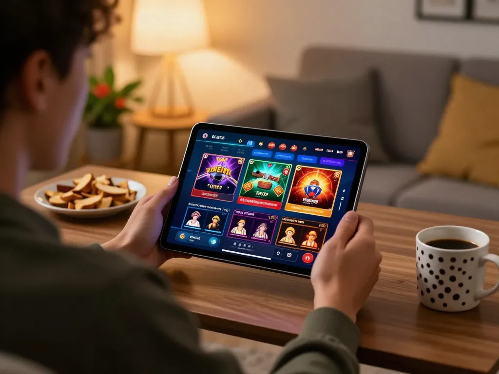 Engage in đăng ký sky88 from the comfort of home with an inviting gaming setup on tablet