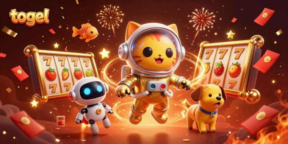 Explore winning togel strategies with a space-themed casino illustration featuring lucky symbols and vibrant details.