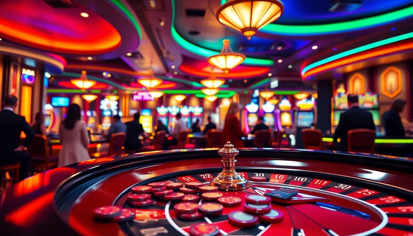 Spielen Sie aufregende casino-spiele de in einem pulsierenden Casino mit lebhaften Farben und Spielerlebnissen.