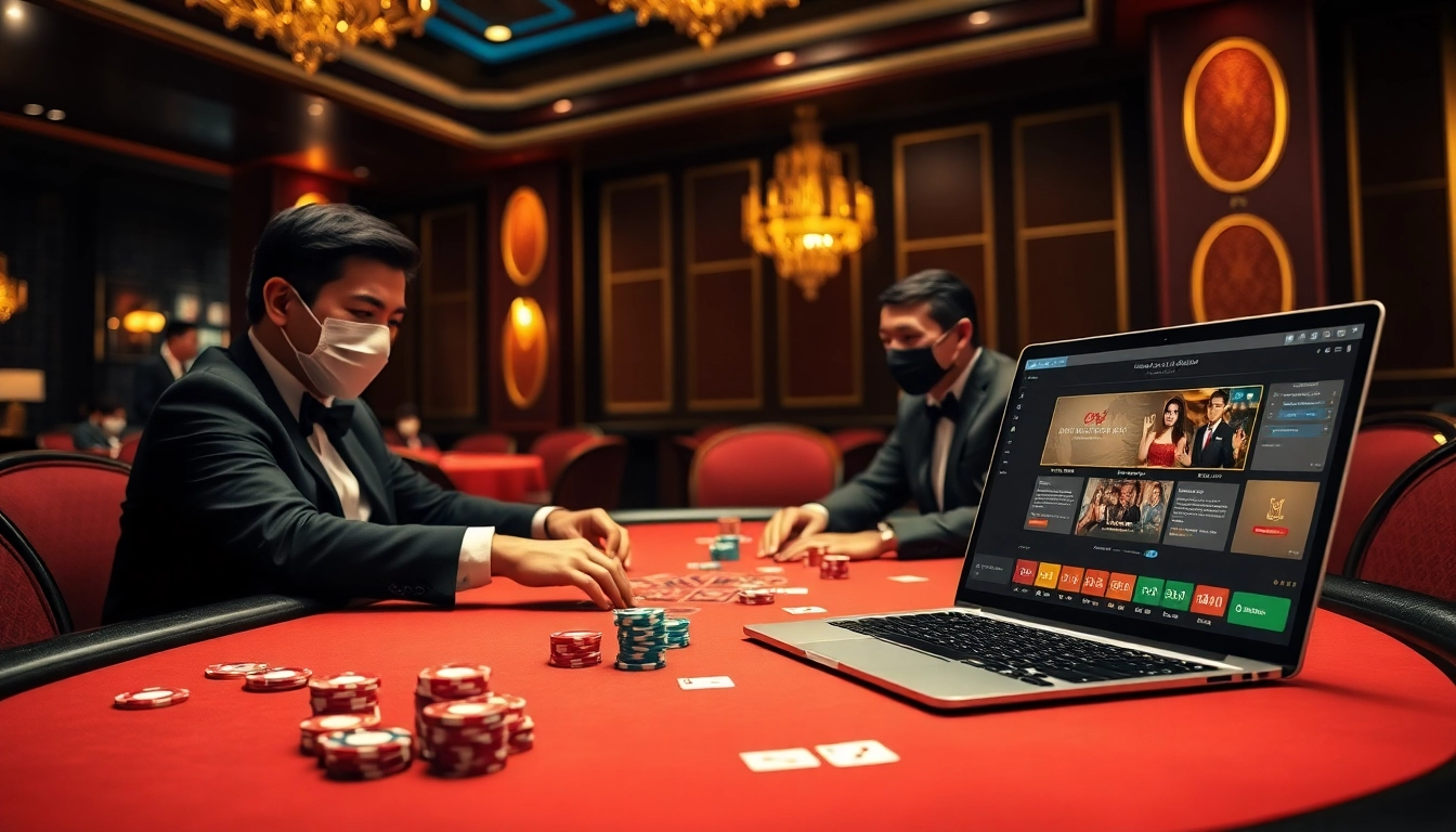 Lô Đề Trực Tuyến game night filled with vibrant chips and cards at a luxury casino table.