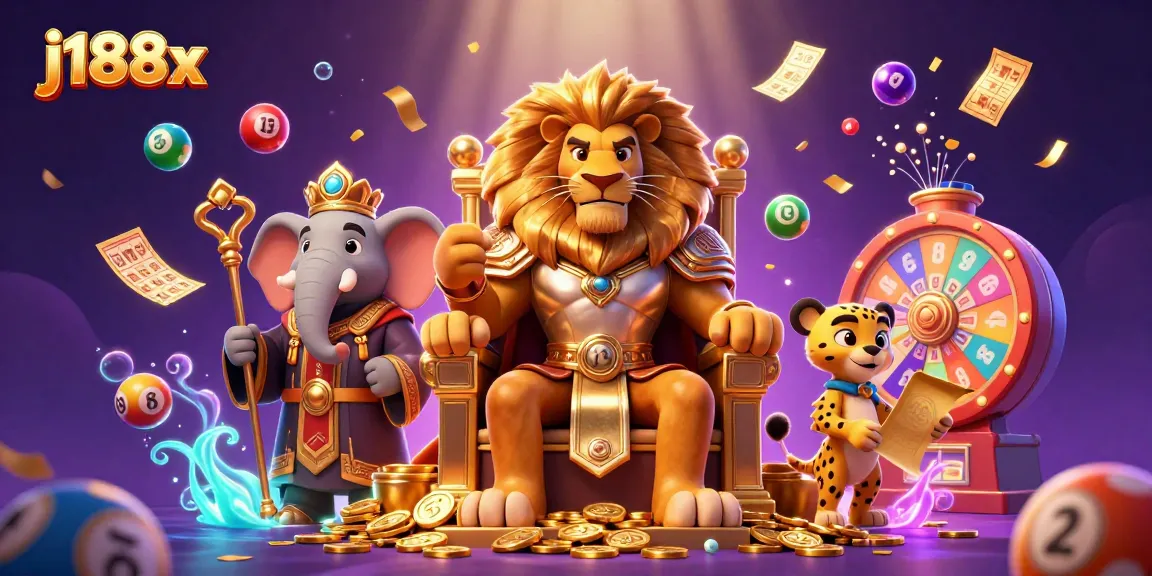 Experience winning strategies in j188x casino with the cheerful lion king and his companions.