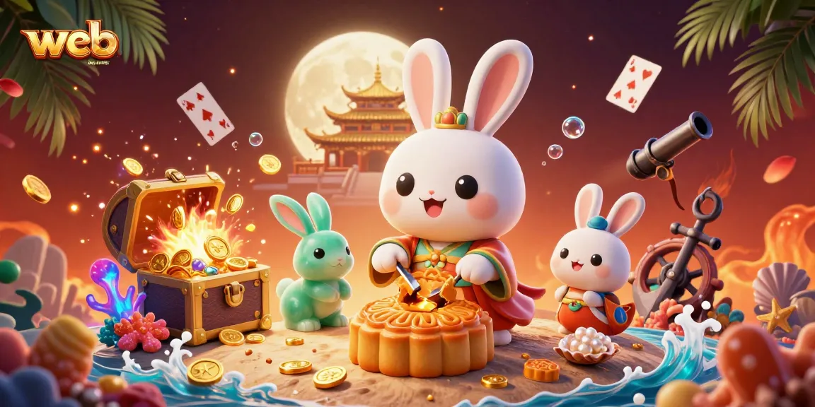 Engage with the vibrant "web sunwin" casino scene featuring a moon rabbit and poker chips.