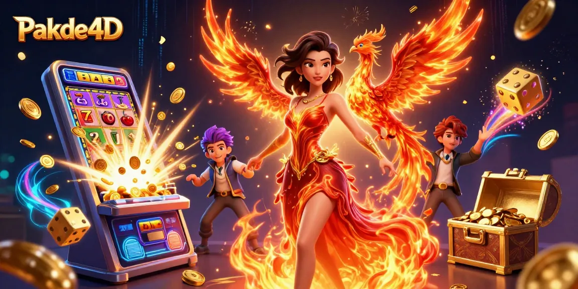 Experience the thrill of Pakde4D with a captivating Asian woman surrounded by casino game elements.