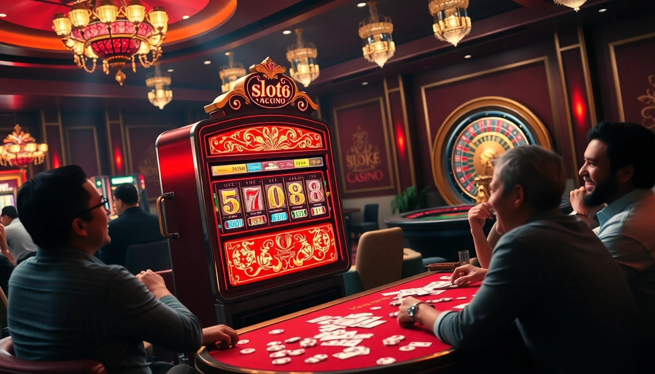 Players enjoying the thrilling slot88 experience at a luxurious casino.