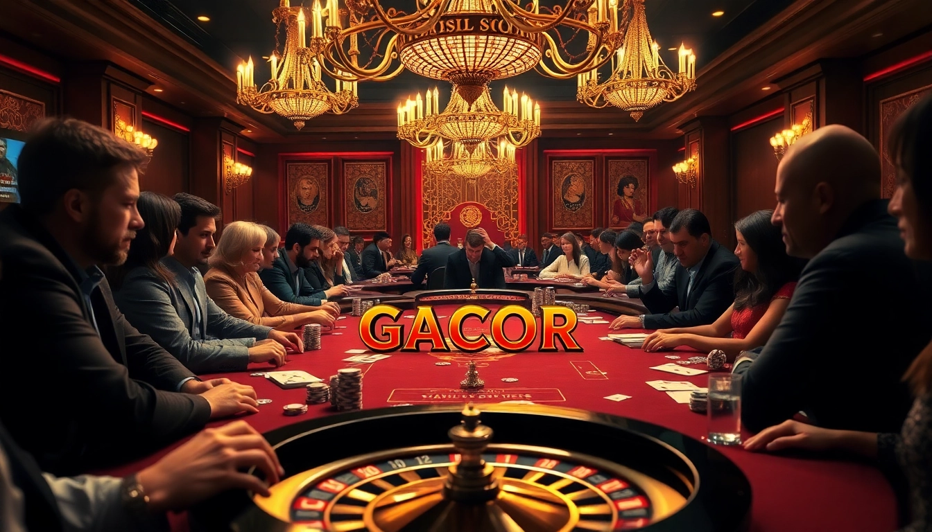Players celebrating wins at the RTP Slot Gacor table in a luxurious casino environment.
