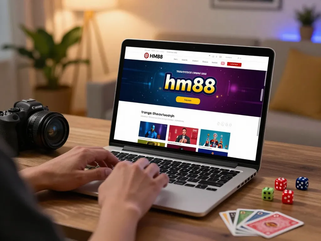 Engaging online gaming experience on trang chủ hm88 with laptop, accessories, and cozy atmosphere.