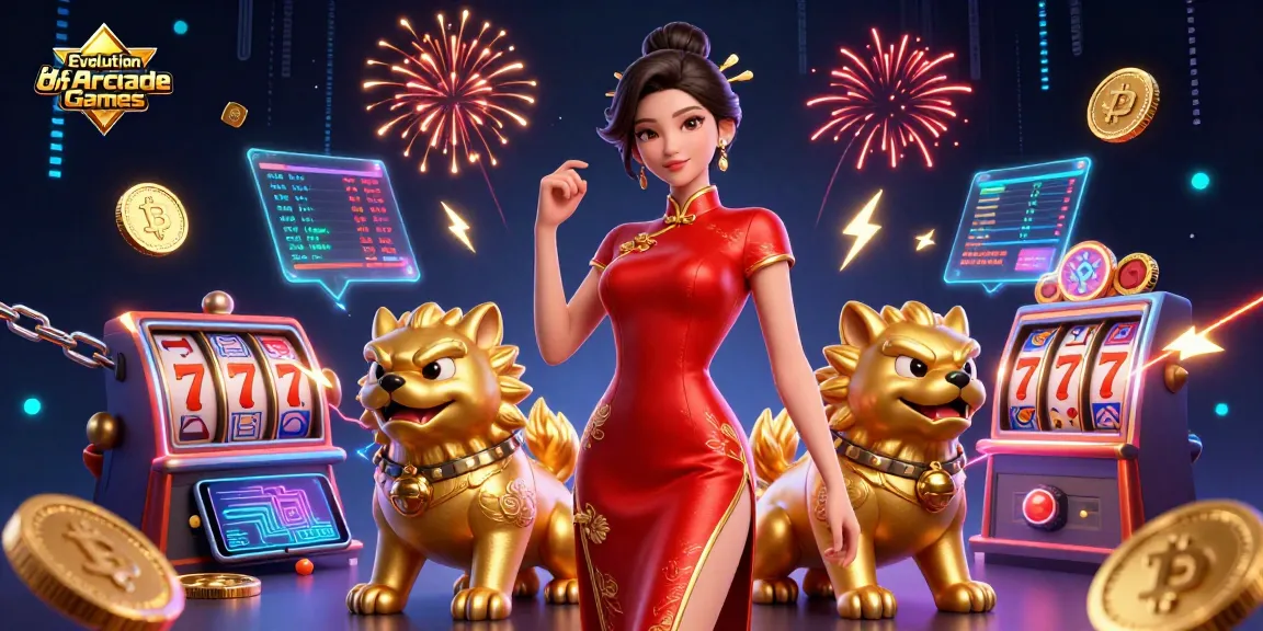 Experience the Evolution of Arcade Games with immersive casino-themed elements and vibrant visuals.