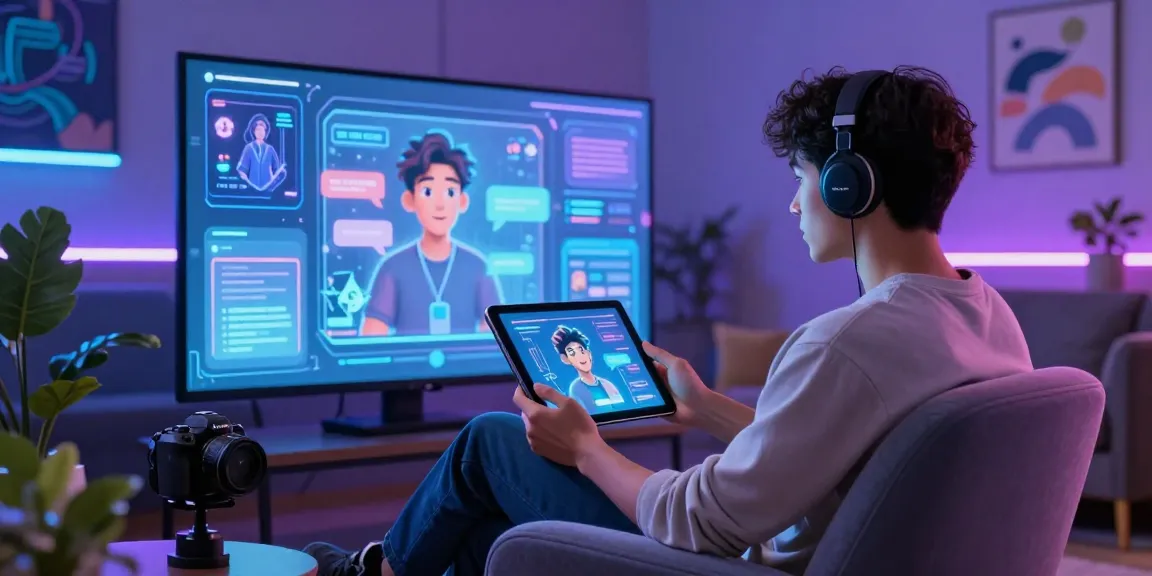Interactive scene showcasing a user engaging with nsfw ai in a vibrant digital lounge