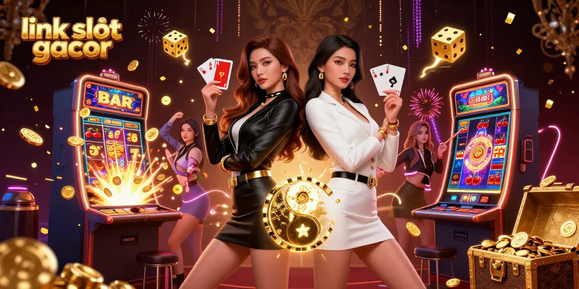 Experience thrill with link slot gacor as two stunning characters showcase vibrant cards and jackpot excitement