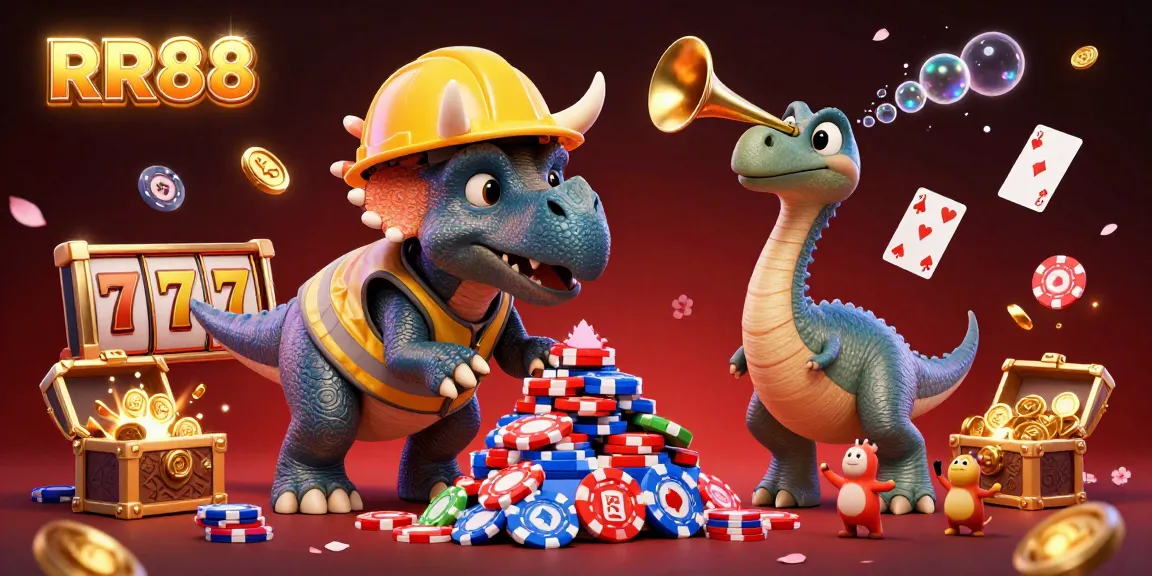 RR88 offers thrilling gaming opportunities with a 3D casino scene featuring vibrant characters and rich details.