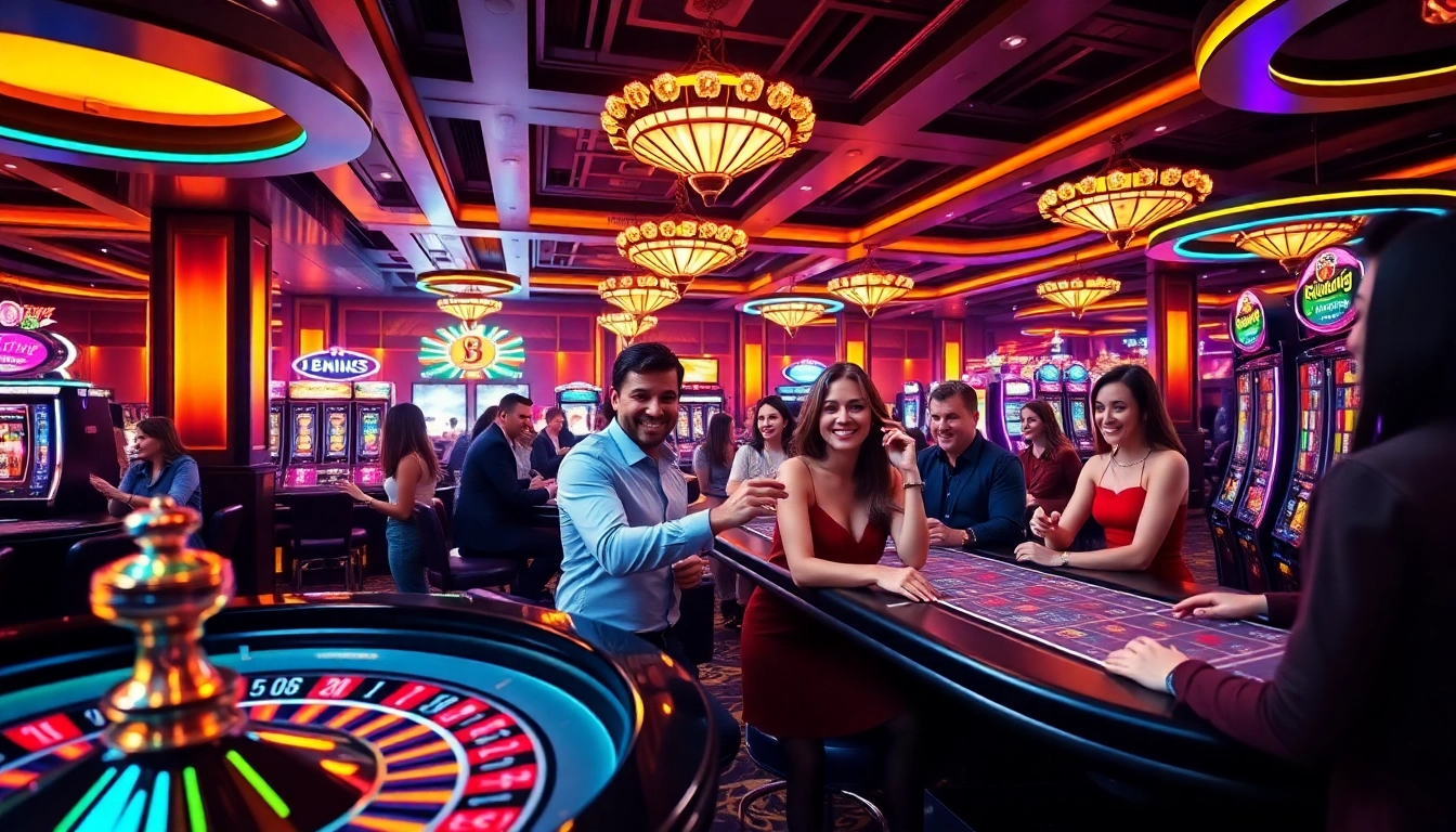 B52 players celebrating a big win at a lively casino table, showcasing excitement and camaraderie.