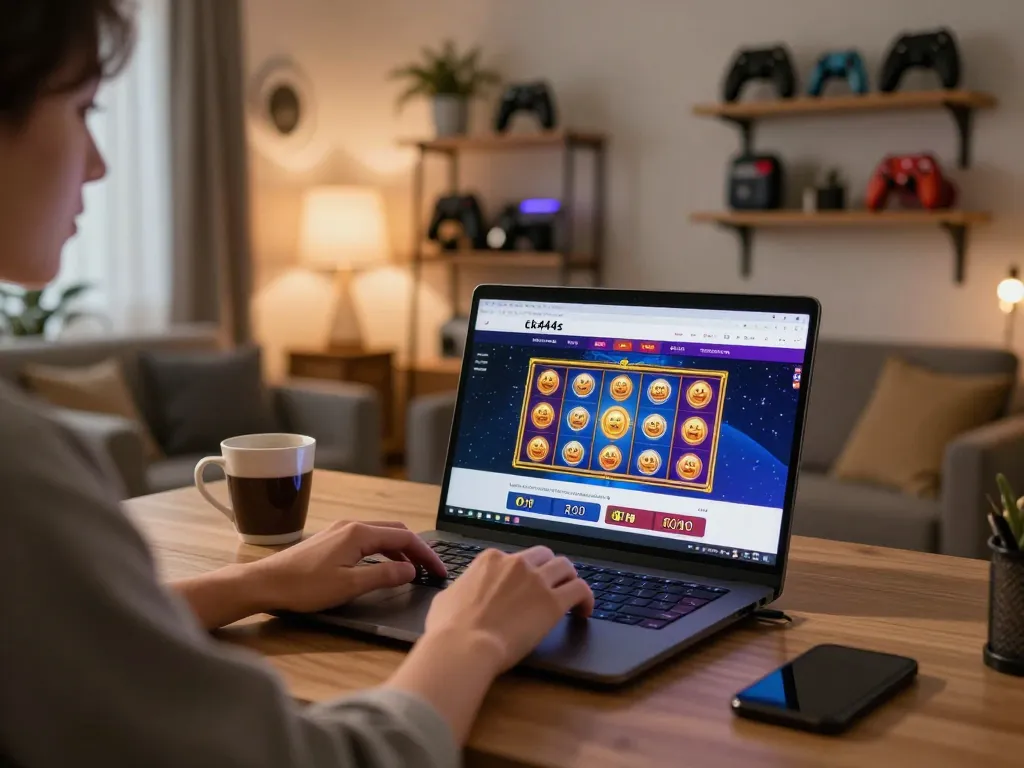 Engaged user playing games on ck444s platform at home, showcasing strategic online gambling.