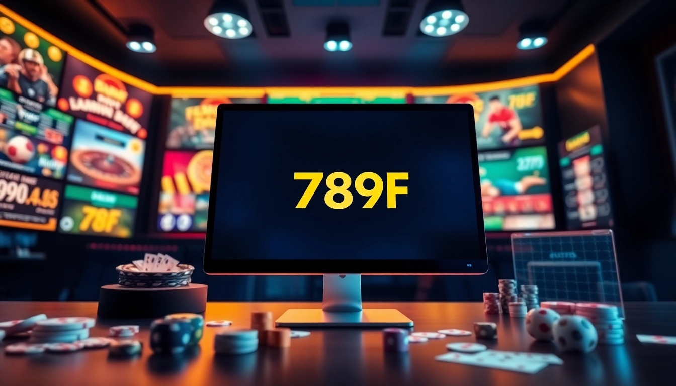 Engaging view of a modern online gambling platform featuring 789F logo and vibrant gaming elements.