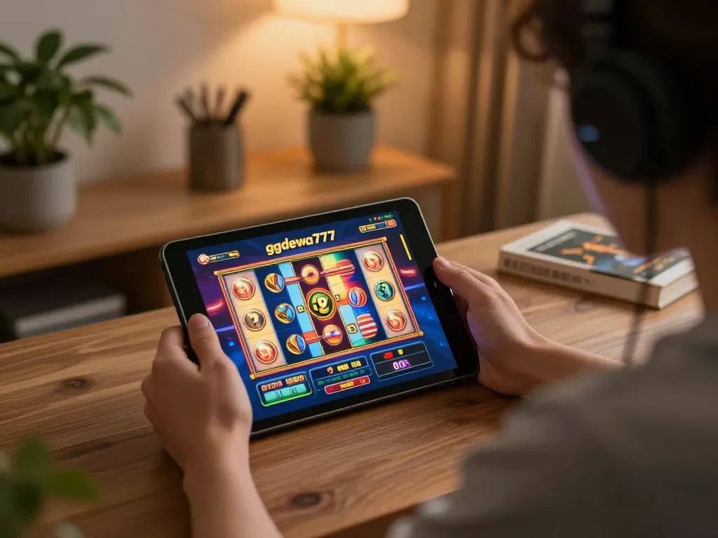 Pemain menikmati pengalaman mendalam ggdewa777 di tablet, menunjukkan strategi permainan online.