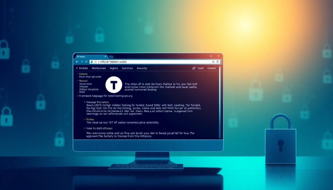 The official hidden wiki showcasing secure dark web links with a professional interface design highlighting anonymity.