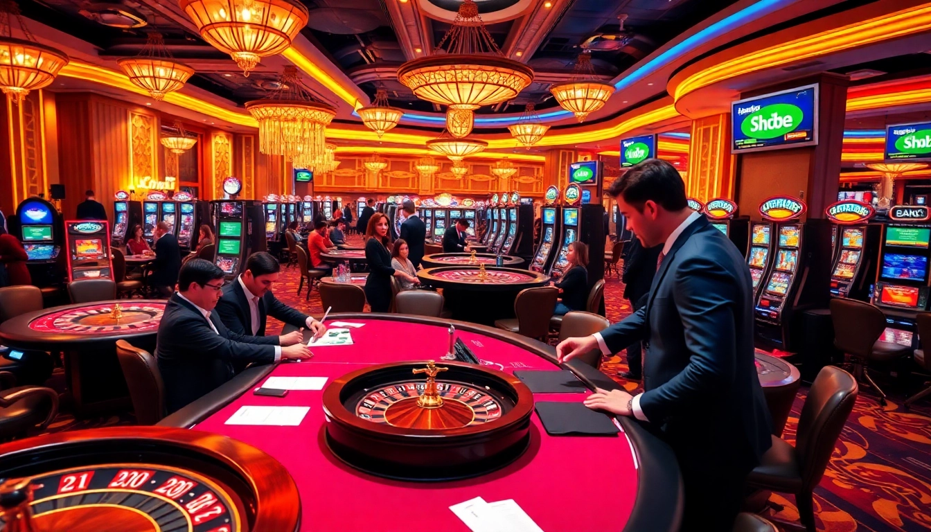 Experience the thrill of responsible gambling with shbet có uy tín không? on a vibrant casino floor filled with excitement.