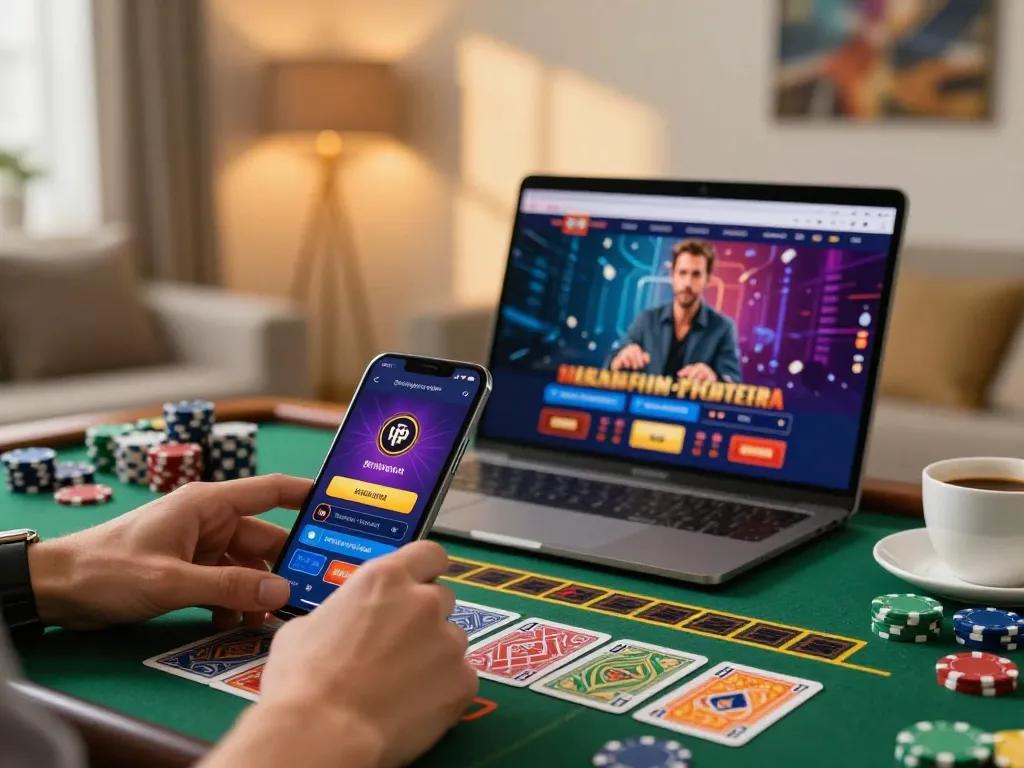 Play exciting mobile casino games at ymm88.cyou with colorful chips and vibrant cards nearby.