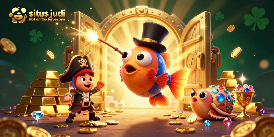 Play exciting games at situs judi slot online terpercaya, featuring glowing coins and treasure in a dazzling 3D scene.