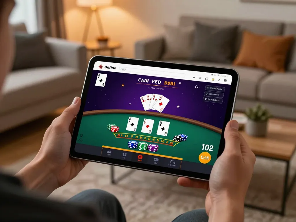 cm88 user enjoying engaging live dealer blackjack game on tablet in cozy home setting