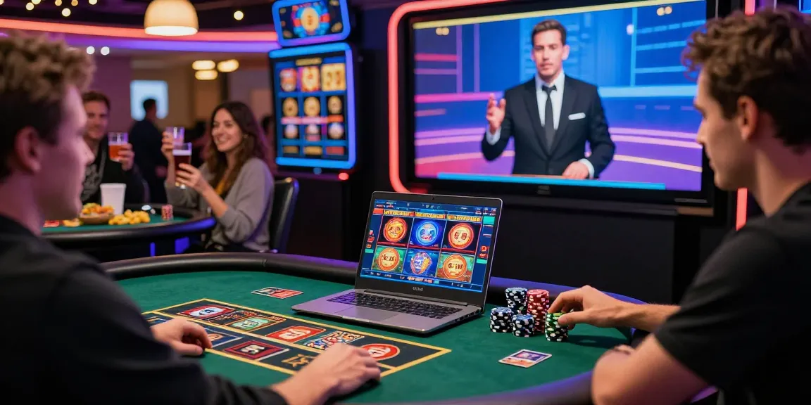 Crowd celebrating at a credit card casino, enjoying live games and vibrant atmosphere.