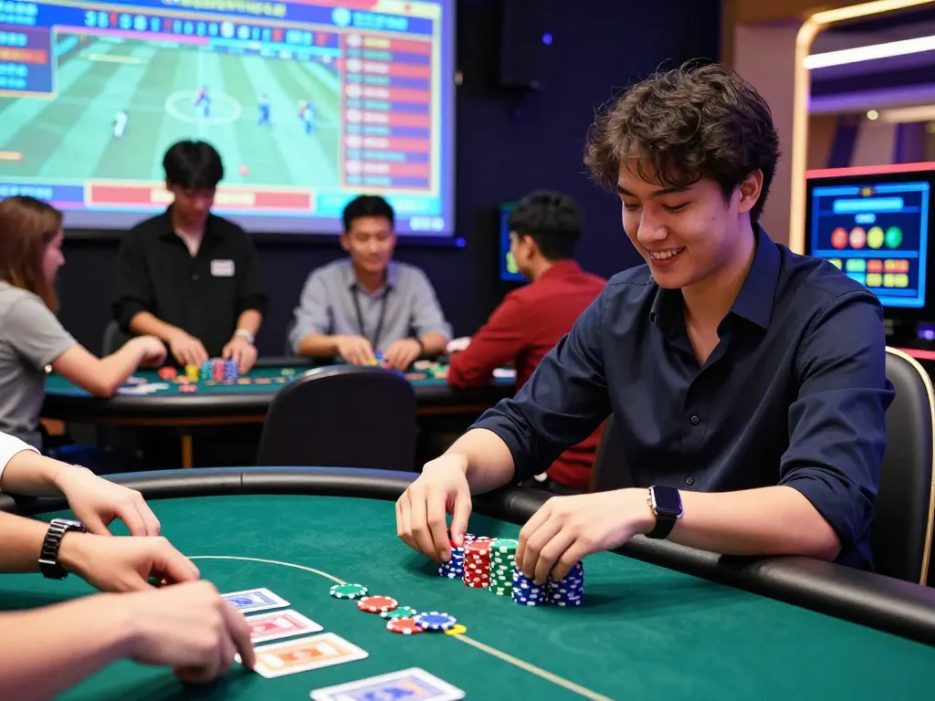 Engaging online gaming scene at Nhà Cái Kuwin with players celebrating wins.