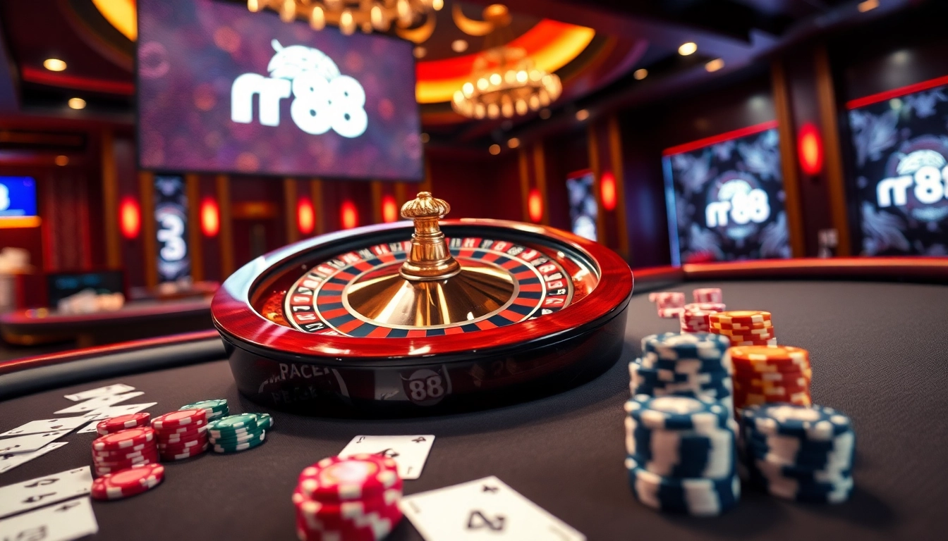 Experience excitement with rr 88 at a vibrant casino table featuring luxury poker chips and cards.
