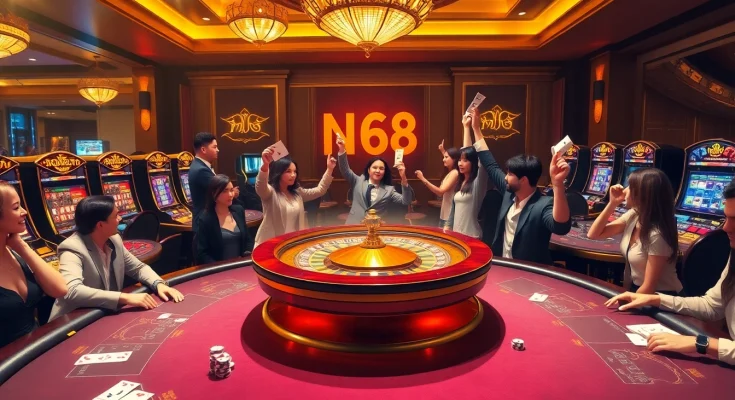 Experience the thrill of Nc88 at a luxury casino with vibrant games and excited players.