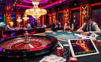 SBOBET TRANG CHỦ showcasing an exciting casino atmosphere with players at a roulette table.