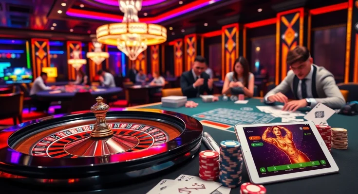SBOBET TRANG CHỦ showcasing an exciting casino atmosphere with players at a roulette table.