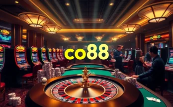 Experience the thrill of co88 with players celebrating wins at a vibrant casino table.