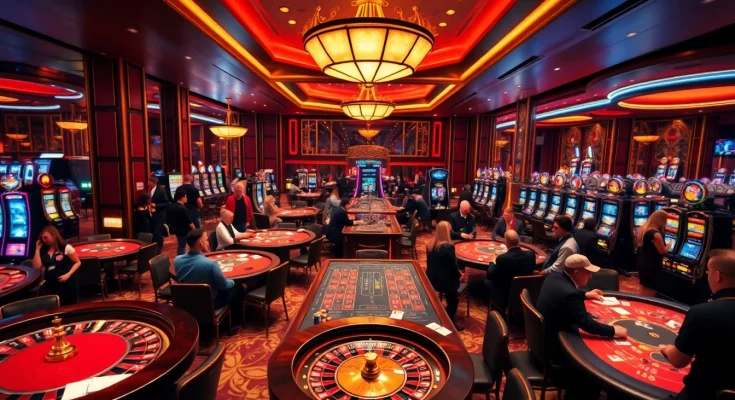 Players enjoying their bets at QH88 casino tables with vibrant lighting and exciting ambiance.