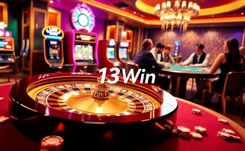 Players celebrating wins at 13Win's luxurious casino tables filled with vibrant games.