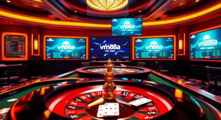 Experience the allure of online gaming with vn88a.app, showcasing luxury casino elements.